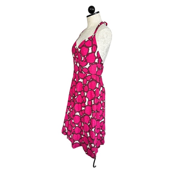 J. Crew Halter Pink Abstract Pattern Textured Cotton Dress Size 12 - Picture 6 of 12